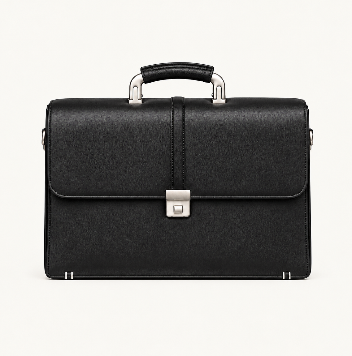 Men's Classic Black Leather Executive Briefcase – Minimalist Business & Office Bag Gallery